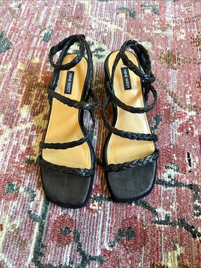 Nine West Black Strappy Platform Heels